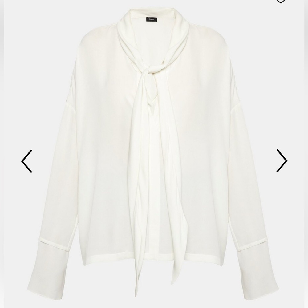Theory Ivory Scarf Shirt Blouse